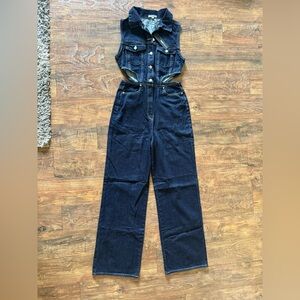Fashion Nova Dark Blue Denim Jumpsuit